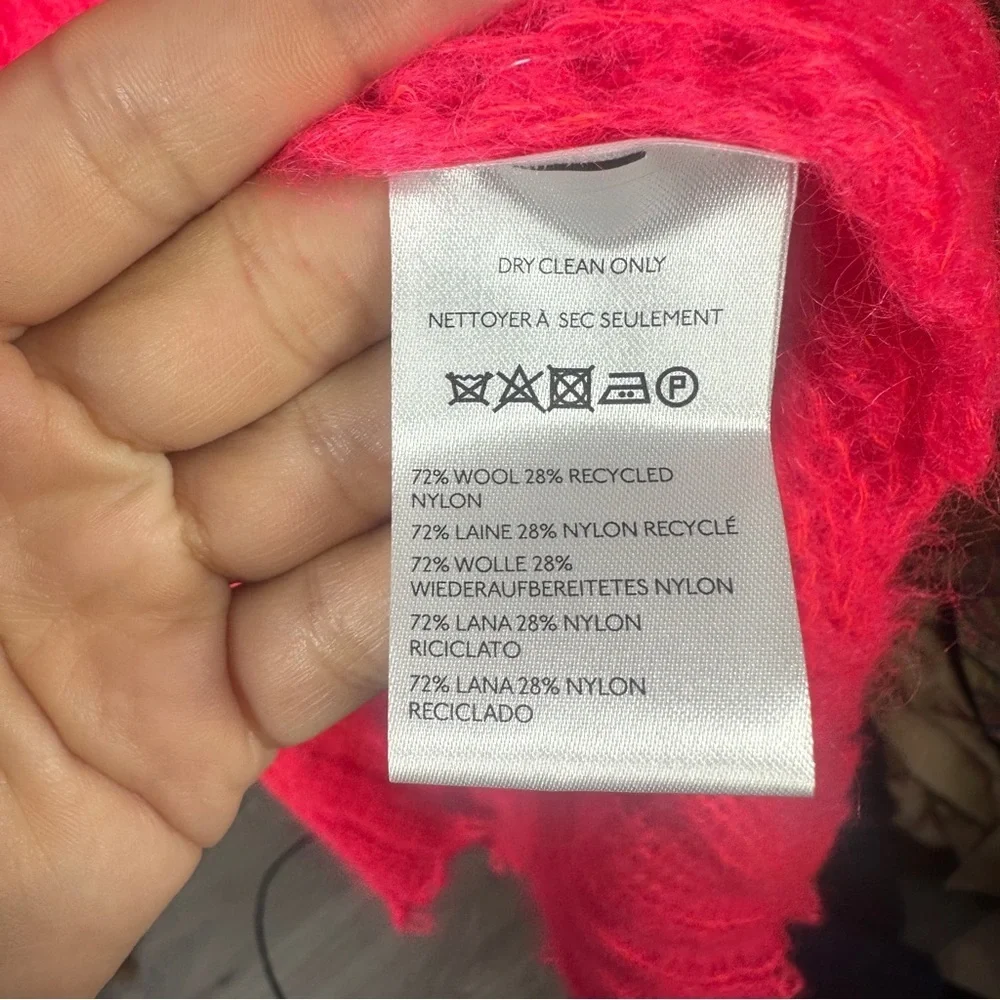 NWOT Anthropologie Hot Pink Distressed Sweater sz S - Picture 7 of 9